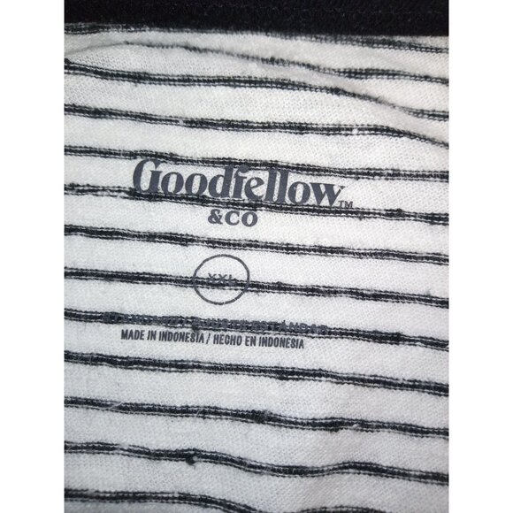 Goodfellow and Co. Men's White/Black Short Sleeve Striped Shirt Size XXL - Picture 5 of 6